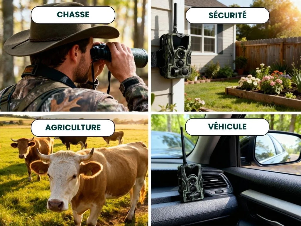 Caméra de chasse 4G utilisée pour la chasse, la sécurité du terrain et l’observation des animaux sauvages